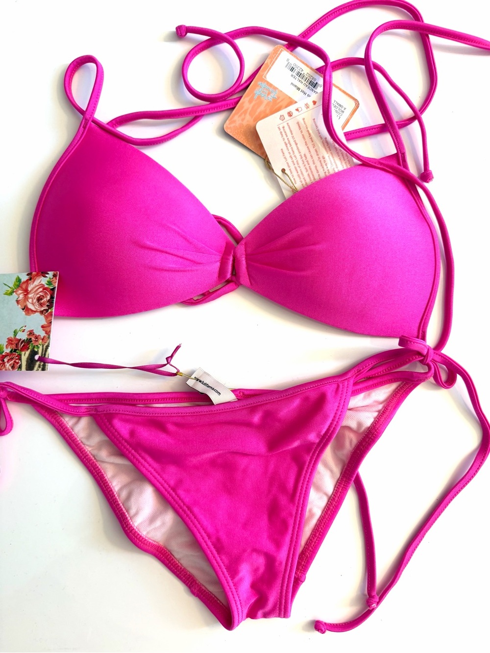 Luli Fama Hot Pink Adjustable Tie Bikini